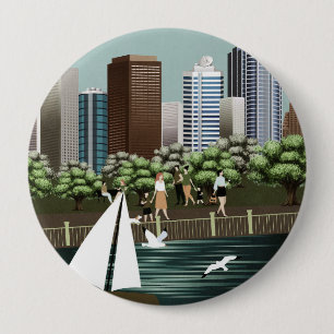 Stedelijk landschap ronde button 4,0 cm