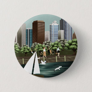 Stedelijk landschap ronde button 5,7 cm