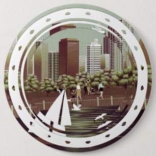Stedelijk landschap ronde button 6,0 cm