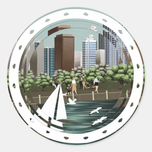 Stedelijk landschap ronde sticker (Voorkant)