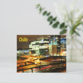 Stedelijk landschap 's nachts in Oslo, Noorwegen Briefkaart (Staand voorkant)