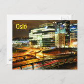 Stedelijk landschap 's nachts in Oslo, Noorwegen Briefkaart (Voorkant / Achterkant)