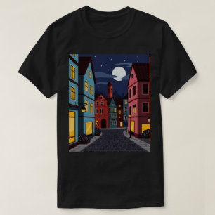 Stedelijk landschap 's nachts t-shirt