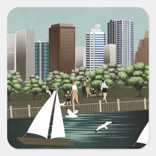 Stedelijk landschap vierkante sticker (Voorkant)