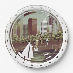 Stedelijk landschapspapier bord
