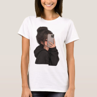 Stedelijk Meisje Telefoon Selfie Streetwear Grafis T-shirt