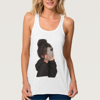 Stedelijk Meisje Telefoon Selfie Streetwear Grafis Tanktop