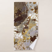 Stedelijk, modern, abstract patroon, wit, bruin go badhanddoek (Badhanddoek)