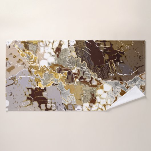 Stedelijk, modern, abstract patroon, wit, bruin go badhanddoek (Badhanddoek)