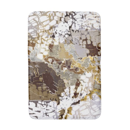 Stedelijk, modern, abstract patroon, wit, bruin go badmat (Voorkant Verticaal)