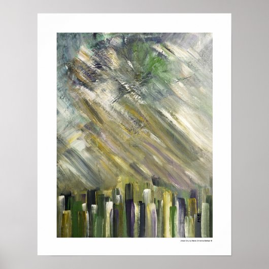 Stedelijk Stad Abstract Poster Groen 20 x 16 Print (Voorkant)