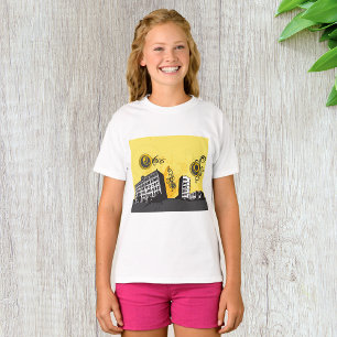Stedelijk stadslandschap Geel en Grijs Retro Abstr T-shirt