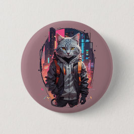 Stedelijk Straatkatontwerp Ronde Button 5,7 Cm