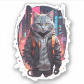 Stedelijk Straatkatontwerp Sticker (Voorkant)