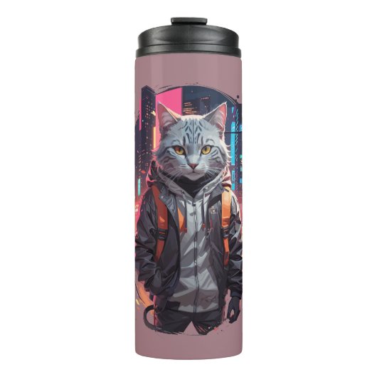 Stedelijk Straatkatontwerp Thermosbeker (Voorkant)