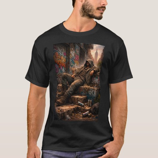 Stedelijk Straatleven Graffiti Muurkunst T-shirt (Voorkant)