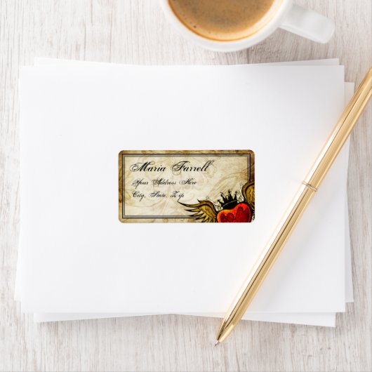  stedelijk Tattoo gevleugeld hart adreslabel Etiket (Insitu)