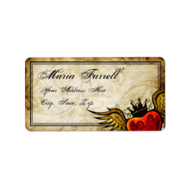  stedelijk Tattoo gevleugeld hart adreslabel Etiket