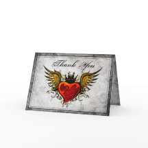 stedelijk Tattoo gevleugeld hart dank u kaarten