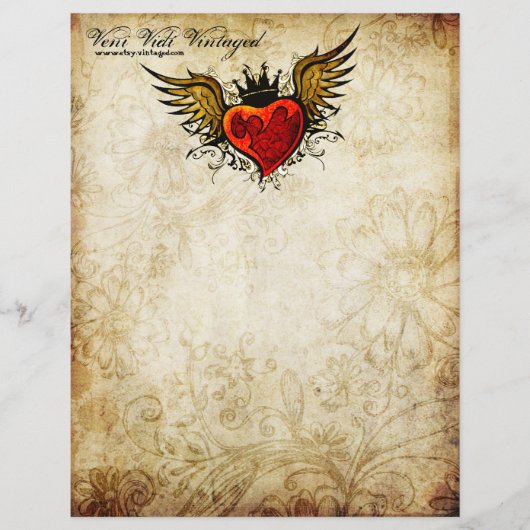stedelijk Tattoo Winged Heart Letterhead Briefhoofd Ontwerp (Voorkant)