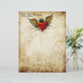 stedelijk Tattoo Winged Heart Letterhead Briefhoofd Ontwerp (Staand voorkant)
