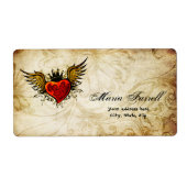 stedelijk Tattoo Wingel Heart Shipping Label (Voorkant)