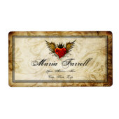  stedelijk Tattoo Wingel Heart Shipping Label (Voorkant)