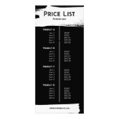 Stedelijk zwart met logo mannelijke prijslijst reclamekaart (Achterkant)