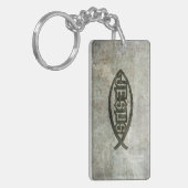 Stedelijke betonvis Jezus Vis Sleutelhanger (Voorkant Links)