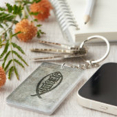 Stedelijke betonvis Jezus Vis Sleutelhanger (Voorkant Rechts)