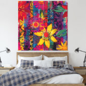 Stedelijke bloei – Levendige Graffiti Bloemenexplo Canvas Afdruk (Insitu (Slaapkamer))