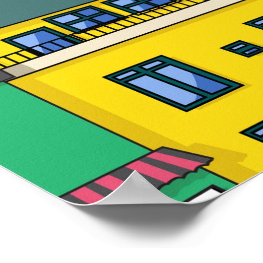 Stedelijke Braziliaanse favela: kleurrijke achterg Poster (Hoek)