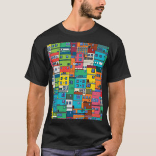 Stedelijke Braziliaanse favela: kleurrijke achterg T-shirt