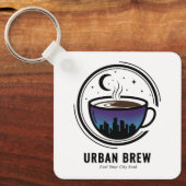Stedelijke Brouw Stad Silhouet Koffie Sleutelhanger (Voorkant)