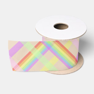 Stedelijke Chic Regenboog Schotse Ruit Patroon Satijnen Lint