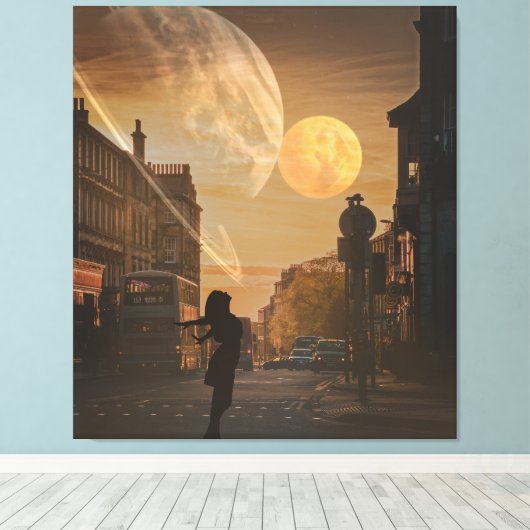 stedelijke eclips canvas afdruk (Insitu (Houten vloer))