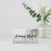 Stedelijke elegante grijze toon kapper visitekaartje (Staand voorkant)