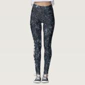 Stedelijke Fantasy Black Silver Glitter CUSTOM-TEK Leggings (Voorkant)