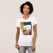Stedelijke gele semi vrachtwagen stads silhouet t-shirt (Voorkant volledig)