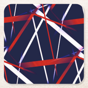 Stedelijke Geometrie Blauw Wit Rood Kartonnen Onderzetters