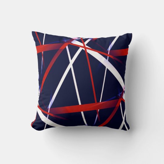 Stedelijke Geometrie Blauw Wit Rood Kussen (Voorkant)