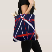 Stedelijke Geometrie Blauw Wit Rood Tote Bag (Dichtbij)
