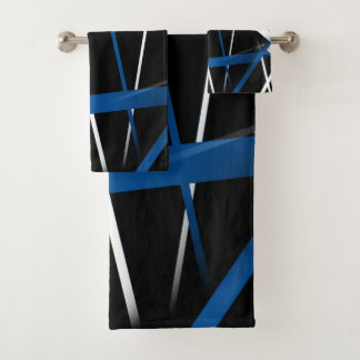 Stedelijke Geometrie Zwart Wit Blauw Bad Handdoek