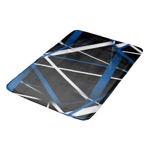 Stedelijke Geometrie Zwart Wit Blauw Badmat