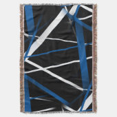 Stedelijke Geometrie Zwart Wit Blauw Deken (Voorkant Verticaal)