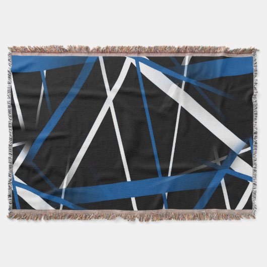 Stedelijke Geometrie Zwart Wit Blauw Deken (Voorkant)