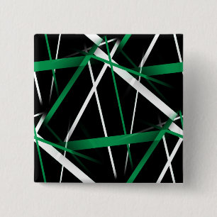 Stedelijke Geometrie Zwart Wit Groen Vierkante Button 5,1 Cm