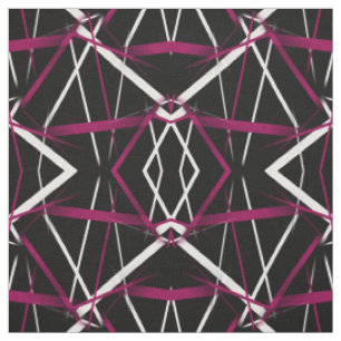 Stedelijke Geometrie Zwart Wit Magenta-Roze Stof