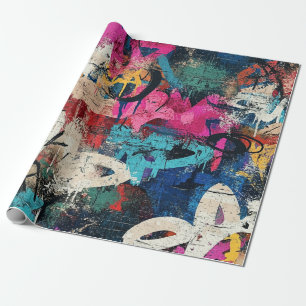 Stedelijke Graffiti Collage met Krachtige Kleuren  Cadeaupapier