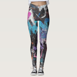 Stedelijke Graffiti Collage met Krachtige Kleuren Leggings